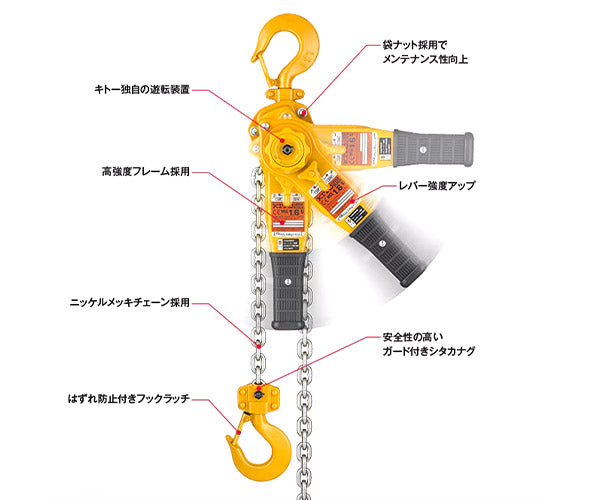 キトー キトーレバーブロックL5形 定格荷重6.3t 標準揚程1.5m LB063