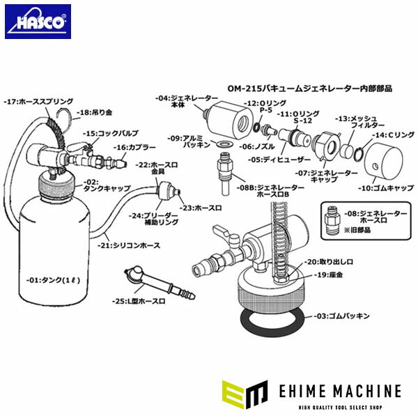 ハスコー バキュームジェネレーター 負圧式ワンマンブリーダーOM-215用 真空発生ユニット 補修部品 OM-215-VG (4580372206447) HASCO