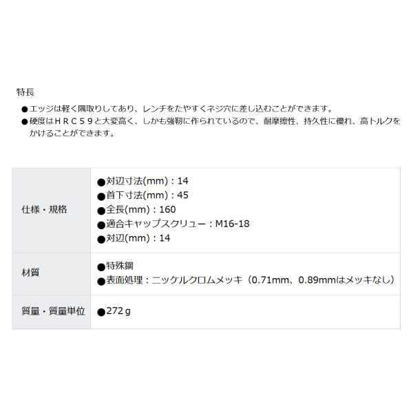 【年末年始セール】PB SWISS TOOLS 210-14 六角棒レンチ (210.14) PBスイスツールズ