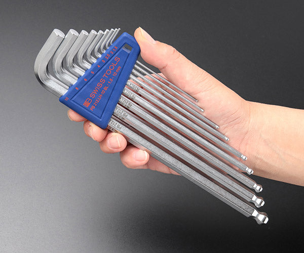 [26AW新商品] 日本正規品 PBスイスツールズ ボール付ロング六角棒レンチセット ブルー 9本組 1.5～10mm ホルダー付 スイス製 ヘックスキー (212.LH-10BLCN)(7610733097968) PB SWISS TOOLS