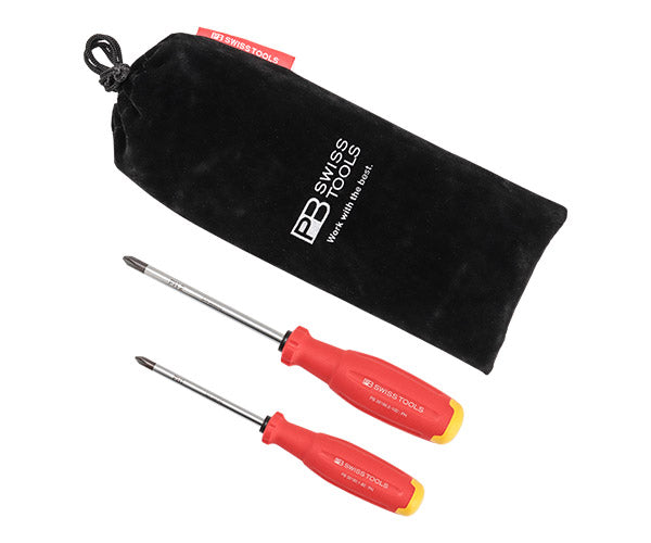 [26SS限定品] 日本正規品 PBスイスツールズ スイスグリップEVO プラスドライバー2本セット #1+#2 PBロゴ入り巾着袋付 (38190.1-80/38190.2-100)(4545301117218)