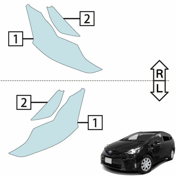 カット済みヘッドライトプロテクションフィルム  トヨタ プリウスα (H29.12-R3.3) (ZVW41W型/ZVW40W型) (S Lセレクション/S) (PH0152L1705A0SA)