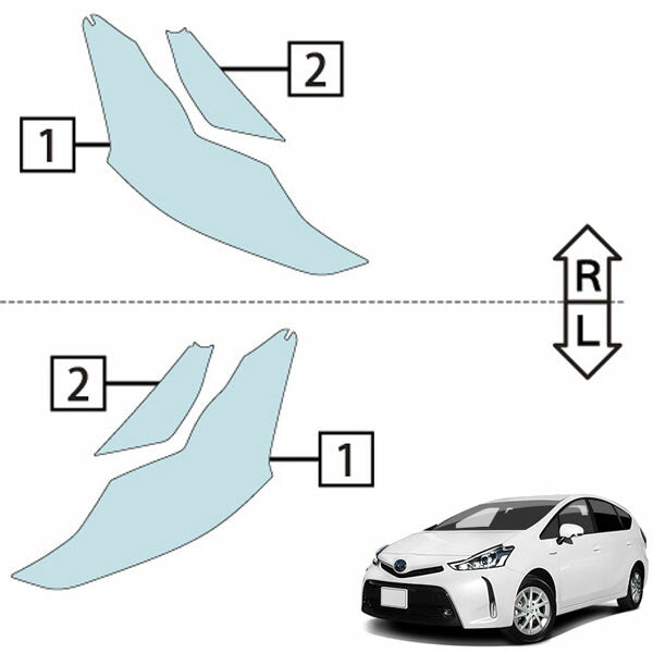 カット済みヘッドライトプロテクションフィルム  トヨタ プリウスα (H29.12-R3.3) (ZVW41W型/ZVW40W型) (PH0152L1705C0SA)
