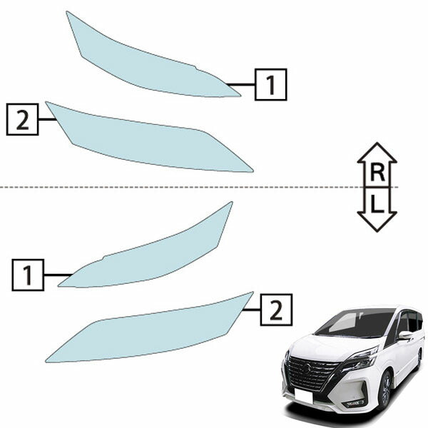カット済みヘッドライトプロテクションフィルム  日産 セレナ ハイブリッド (R1.8-R4.12) (GC27型/GNC27型/GFC27型/GFNC27型) (PH0314L1905B0SA)