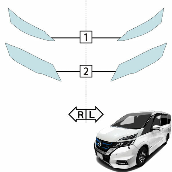 カット済みヘッドライトプロテクションフィルム  日産 セレナ e-POWER (H30.3-R1.7) (HC27型/HFC27型) (X/XV/ハイウェイスター/ハイウェイスター V) (PH0314M1805A0SA)