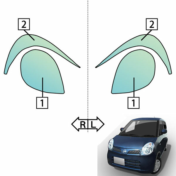 カット済みヘッドライトプロテクションフィルム 日産 モコ (H21.6-H23