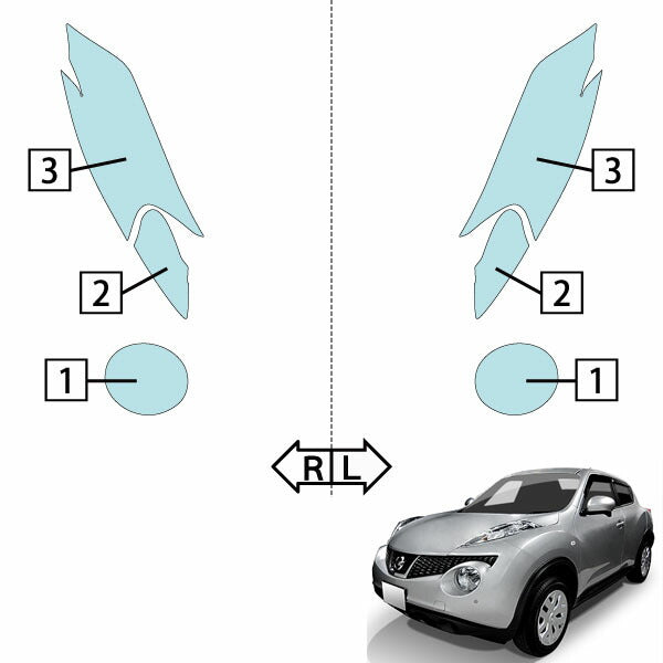 カット済みヘッドライトプロテクションフィルム  日産 ジューク (H22.6-H24.6) (YF15型) (15RS/15RX) (PH0334K1005A0SA)