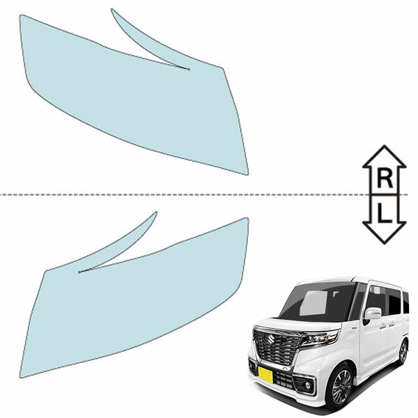 カット済みヘッドライトプロテクションフィルム  スズキ スペーシア カスタム (H29.12-R2.7) (MK53S型) (HYBRID XS/HYBRID XS ターボ) (PH0825S1705A0SA)