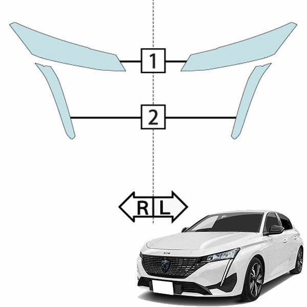 カット済みヘッドライトプロテクションフィルム  プジョー 308 (R4.4-) (P51HN05型／P51YH01型／P515G06H型) (Allure/Allure BuleHDi) (PH5803H2205A0SB)