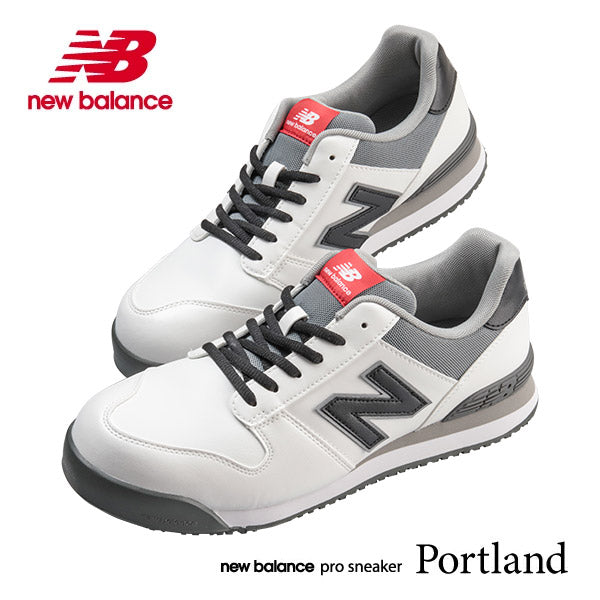 ニューバランス 安全靴 PL-112GL Portland ホワイト×ブラック ローカット 紐 JSAA規格 A種 人工皮革製プロスニーカー