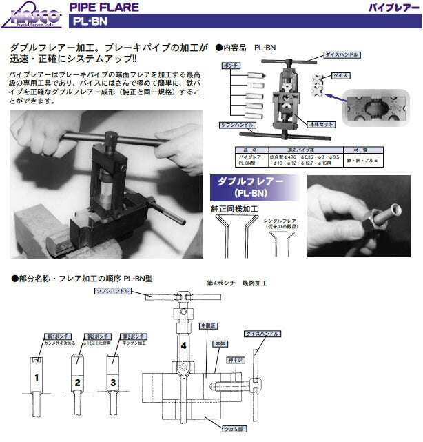 ハスコー パイプレアー BN型 PL-BN (4580372203125) ブレーキパイプ ダブルフレアー加工 φ4.76~15対応 HASCO