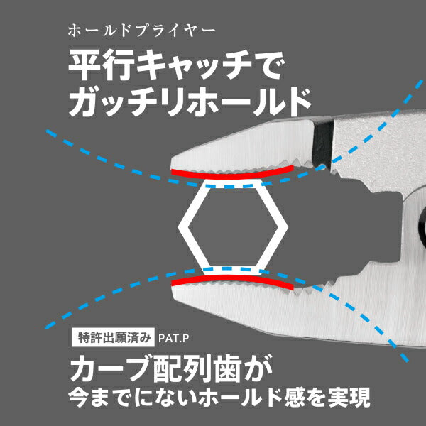 TSUNODA ホールドプライヤー 150mm PLC-150U 平行キャッチ カーブ配列歯で今までにないホールド感 ツノダ TTC