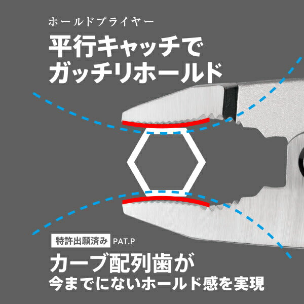 TSUNODA 極・薄型ホールドプライヤー ベントタイプ 200mm PLC-200GUB 平行キャッチ カーブ配列歯で今までにないホールド感 ツノダ TTC