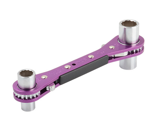 [26AW限定品] TOP ロング4サイズ板ラチェットレンチ 限定パープル 8mm 10mm 12mm 13mm ロングソケット 18ギア 送り角20° 落下防止穴付 電設工事 (PRW-3LV)(4975180412485) トップ工業