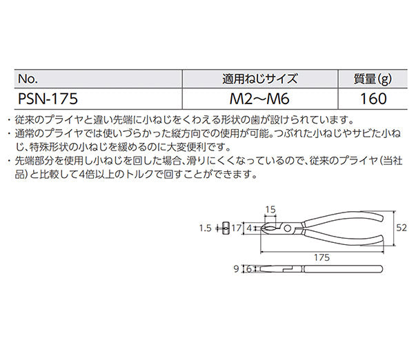 KTC PSN-175150LNEM 壊ねじプライヤー+ロングノーズロッキングプライヤー 2点セット (PSN-175,150LNEM) エヒメマシンオリジナル商品