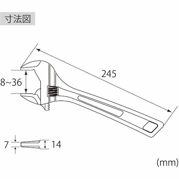 ロブテックス ハイブリットモンキーレンチX プレミアムシリーズ ケイブラック 250mm PUM36XB (PUM36XB)(4963202087414) LOBSTER エビ