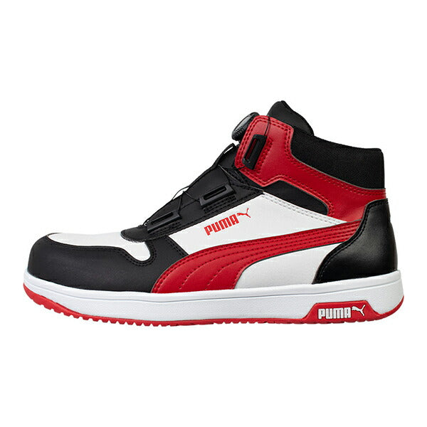 プーマ 安全靴 63.212.0 フロントコート ディスク ブラック&ホワイト&レッド ミッド FRONTCOURT DISC MID PUMA ヘリテイジ ディスクレーシングシステム