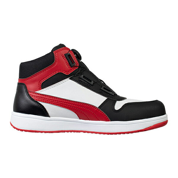 プーマ 安全靴 63.212.0 フロントコート ディスク ブラック&ホワイト&レッド ミッド FRONTCOURT DISC MID PUMA ヘリテイジ ディスクレーシングシステム