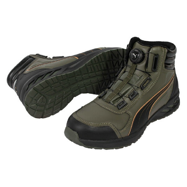 【PBドライバー 特典付き】[24SS新作] PUMA 安全靴 アスレチック ライダー2.0 ディスク ミッド MID No.63.362.0 プーマ オリーブ 作業靴 スニーカーブーツ