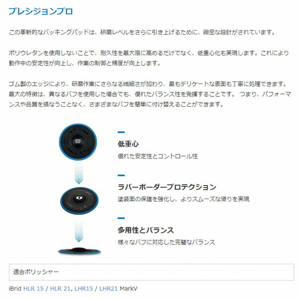 ルペス バッキングパッド プレシジョンプロ 直径150mm LHR21MarkV・HLR21用 (R-BP-150-P)(8059519689505) RUPES