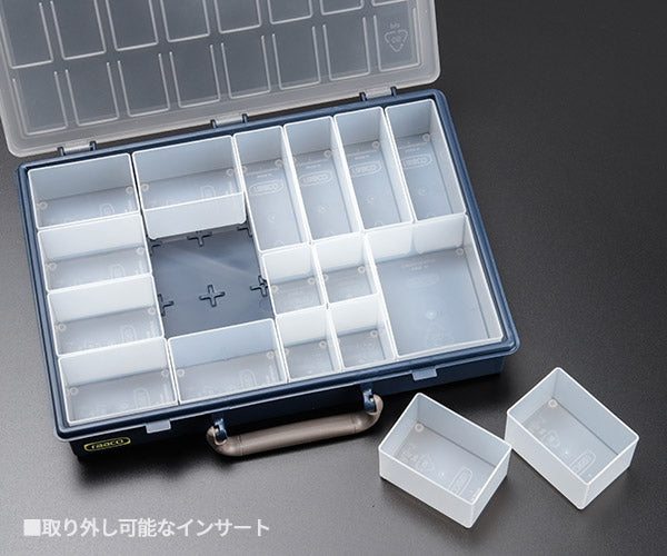 ラーコ パーツケース アソーター 55 4×8-17 (136228)(5733439136228) トレー17個付属 スライドラッチ 半透明フタ RAACO