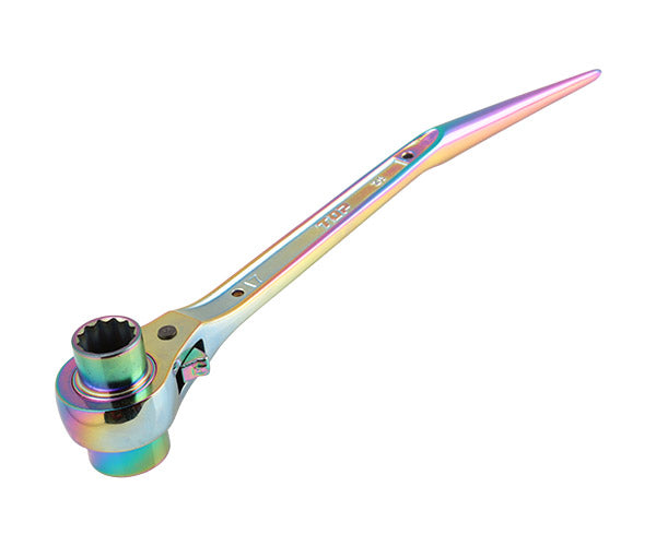 TOP 限定色 特別仕様品 鳶仕様ラチェットレンチ イオンプレーティング虹色 (RM-17X21N-BT-RA)(4975180377425) トップ工業