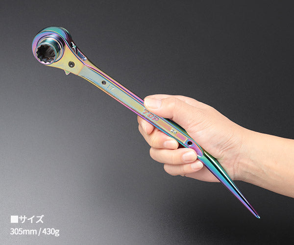 TOP 限定色 特別仕様品 鳶仕様ラチェットレンチ イオンプレーティング虹色 (RM-17X21N-BT-RA)(4975180377425) トップ工業