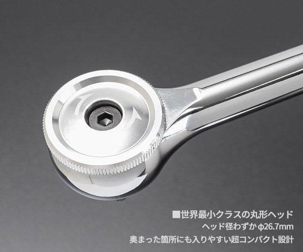 SEEDNEW 9.5sq 丸形ミニマムヘッドラチェットハンドル 90ギヤ 世界最小クラス コンパクトヘッド 本締め可能 (S-CR3900)(4940995896423) シーズニュー