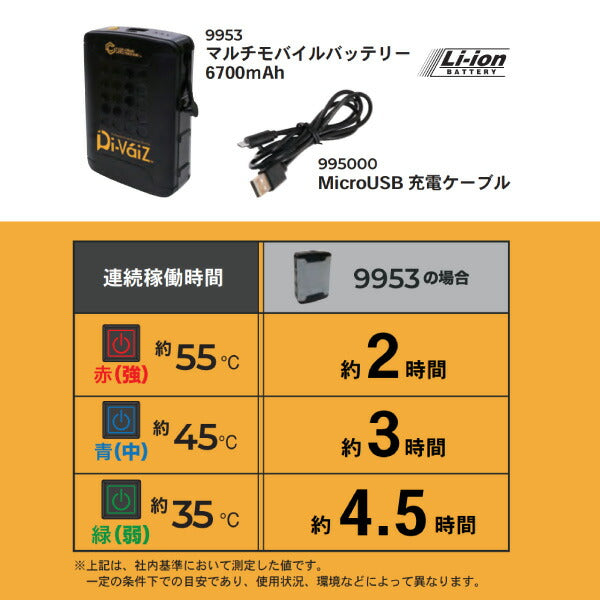 着ぶくれしにくい薄手生地&裏起毛 電熱ウェアセット S52002-BK-3L 3Lサイズ 電熱インナーベスト ブラック バッテリー&充電ケー