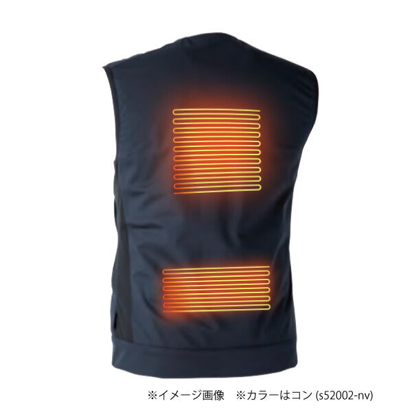 着ぶくれしにくい薄手生地&裏起毛 電熱ウェアセット S52002-BK-M Mサイズ 電熱インナーベスト ブラック バッテリー&充電ケーブル付き