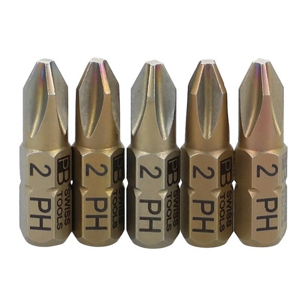 日本正規品 PBスイスツールズ 5本組プラスショートビットセット #2 差込角6.35mm 精密ビット (SET.C6.190/2)(4545301117669) PB SWISS TOOLS