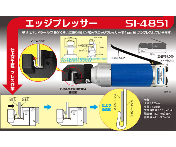 SHINANO ホイールアーチフランジ加工ツールセット SI-4858S (4571165785171) 鈑金用 ヘミング前工程セット シナノ 信濃機販