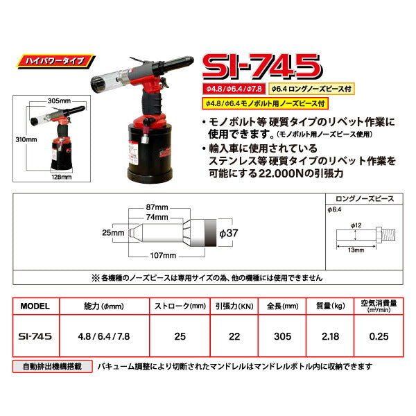 信濃機販 ブラインドリベッター 超強力型 (SI-745)(4571165787120) SHINANO
