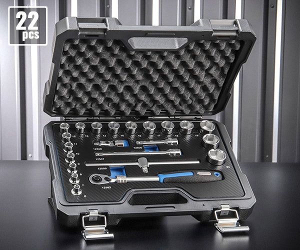 シグネット 3/8DR 22PC 伸縮ラチェットハンドル採用ソケットレンチセット（6角） 12722 (4712818932966) SIGNET