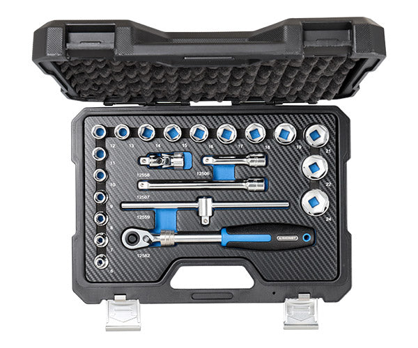 シグネット 3/8DR 22PC 伸縮ラチェットハンドル採用ソケットレンチセット（6角） 12722 (4712818932966) SIGNET