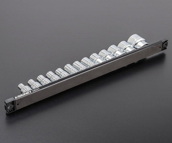 [26AW新商品] シグネット 1/2DR 13本組ソケットセット スピンロックレール 8～30mm 6角 面接触 ミラー仕上げ マグネットレール付 (13337)(4712818933086) SIGNET