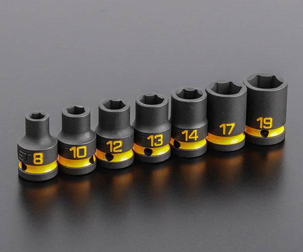 [26AW新商品] シグネット 1/2DR インパクトソケットセット 7PCS 8・10・12・13・14・17・19mm 6角 カラースタンピング イエロー 黒色防錆処理 (23193)(4712818975703) SIGNET