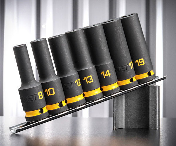 [26AW新商品] シグネット 1/2DR ロングインパクトソケットセット 7PCS 8・10・12・13・14・17・19mm 6角 カラースタンピング イエロー 黒色防錆処理 (23293)(4712818975710) SIGNET