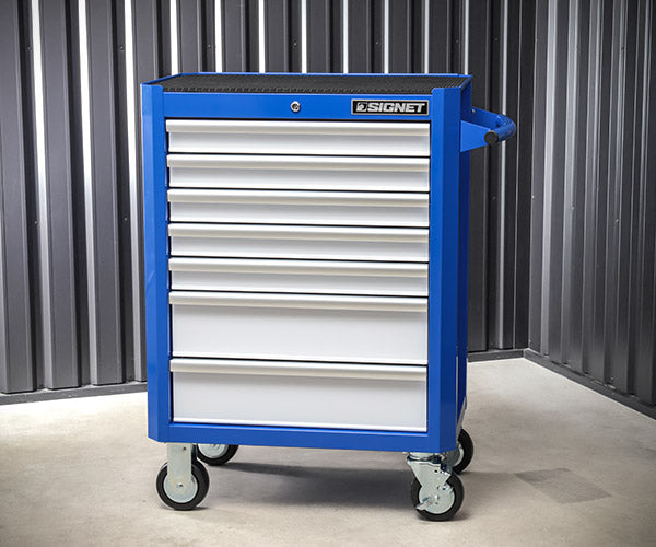 [メーカー直送業者便][法人限定] シグネット ヘビーローラーキャビネット7段 (ブルー&ホワイト) (54448)(4712818979695) SIGNET