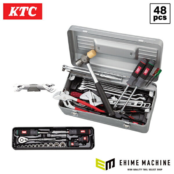 KTC SK3482S 9.5sq.工具セット 片開きメタルケースタイプ 48点セット 京都機械工具 EK-3採用 BR390入組み工具セット