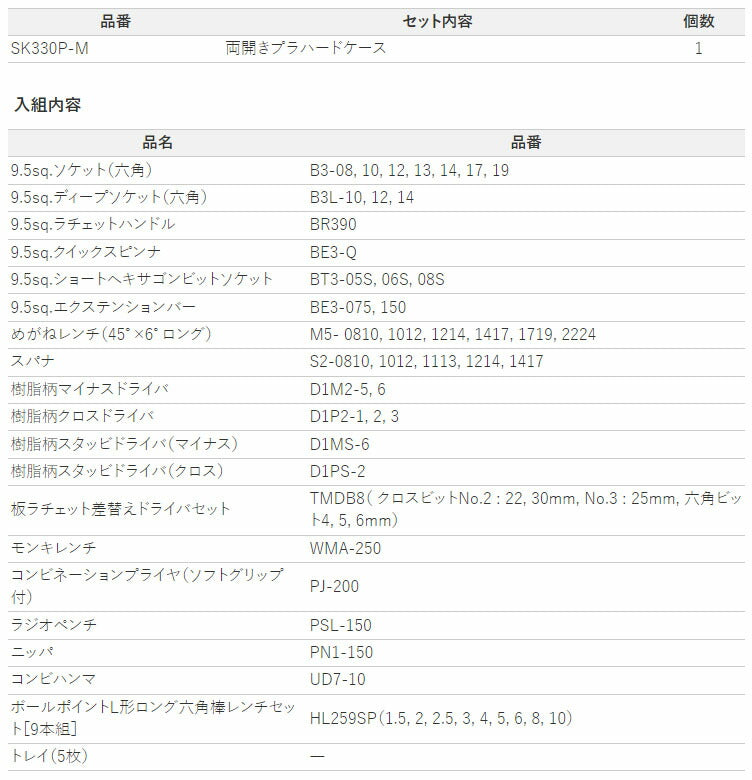 KTC 工具セット(両開きプラハードケース)[56点] (SK3561P)(4989433985244) 京都機械工具