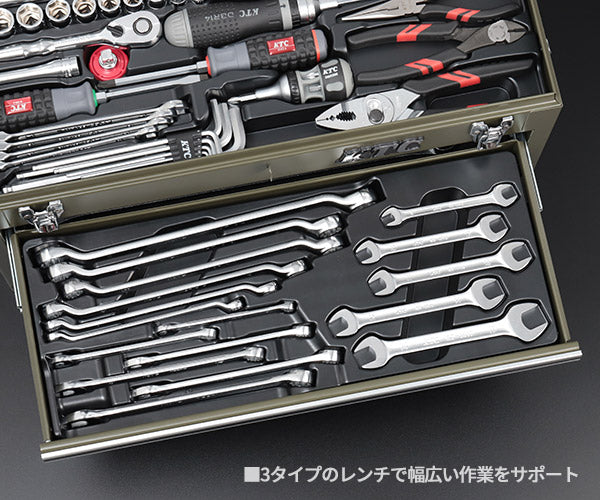 KTC SK37220XODEM 9.5sq. 72点工具セット オリーブドラブ オリジナルツールセット SKX0213ODEM 採用モデル エヒメマシンオリジナル商品