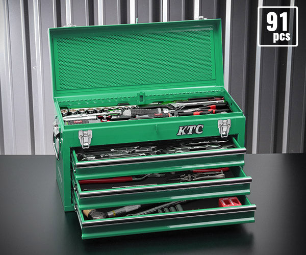 [予約受付中]【12月上旬から順次発送】KTC 9.5sq. 91点工具セット マラカイトグリーン SK39120XMLGREM SKX0213MLGR 採用モデル エヒメマシンオリジナル ツールセット 京都機械工具