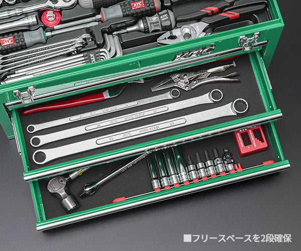 3枚セット KTC (SK39120XMLGREM) 9.5sq. 91点 工具セット マラカイトグリーン