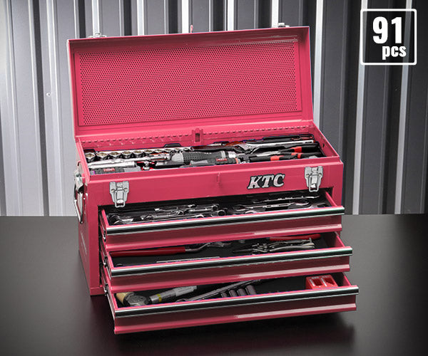 [予約受付中]【12月上旬から順次発送】KTC 9.5sq. 91点工具セット シラーズレッド SK39120XSYREM SKX0213SYR 採用モデル エヒメマシンオリジナル ツールセット 京都機械工具