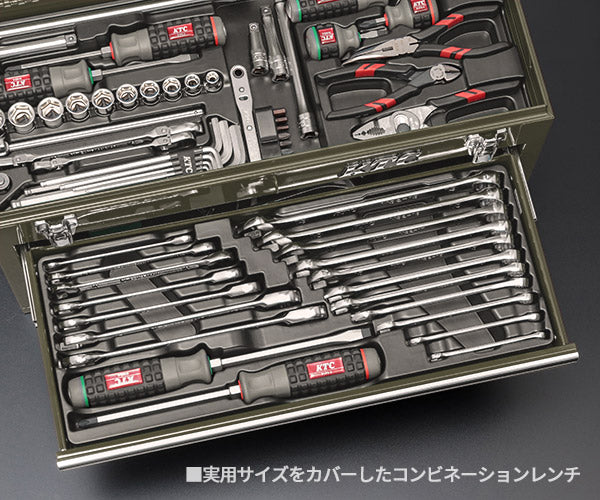 KTC 9.5sq. 92点工具セット オリーブドラブ SK39224XODEM SKX0213ODEM 採用 エヒメマシンオリジナル ツールセット 京都機械工具
