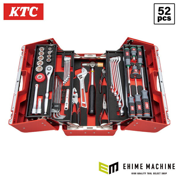 KTC SK45225P 12.7sq. 工具セット 52点 京都機械工具 SK330P-M採用 携行性に特化 大型車・重機・農機メンテナンス用 レッド