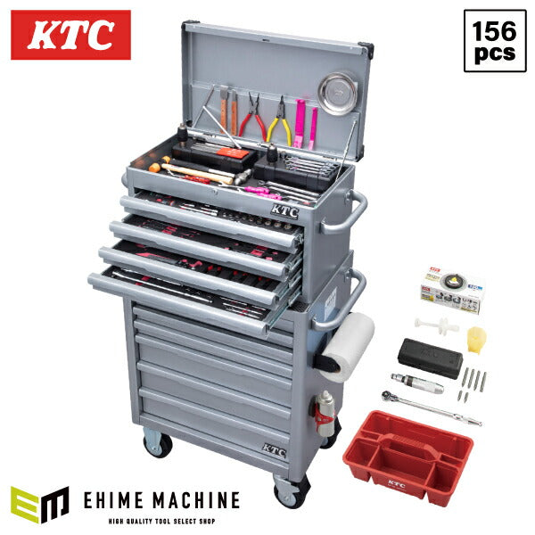 [メーカー直送業者便] KTC SK95625EES 9.5sq. 6.3sq.12.7sq.工具セット 156点 京都機械工具 EKR-1004,EKW-1007採用 エキスパート シルバー