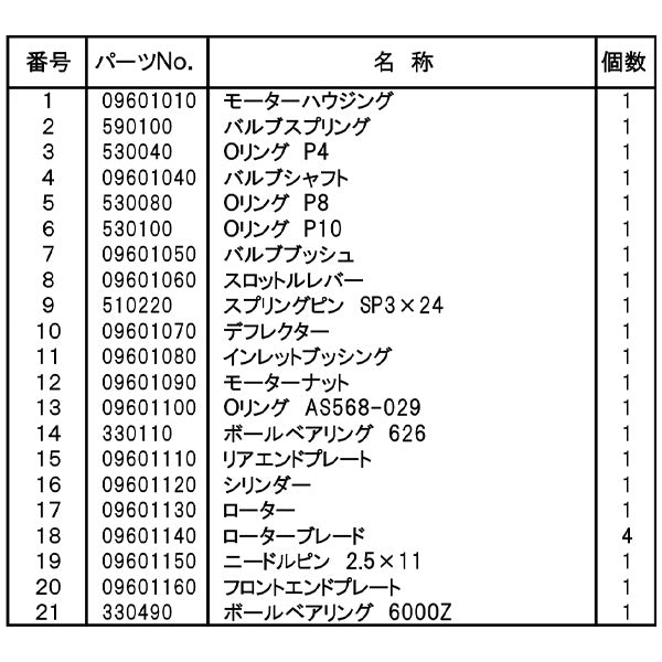 [部品・代引き不可] SP AIR SP-1370A用パーツ 【 シリンダー 】 No.16 09601120