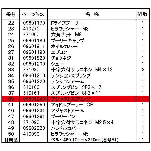 [部品・代引き不可] SP AIR SP-1370A用パーツ 【 アジャストスプリング 】 No.39 09601240